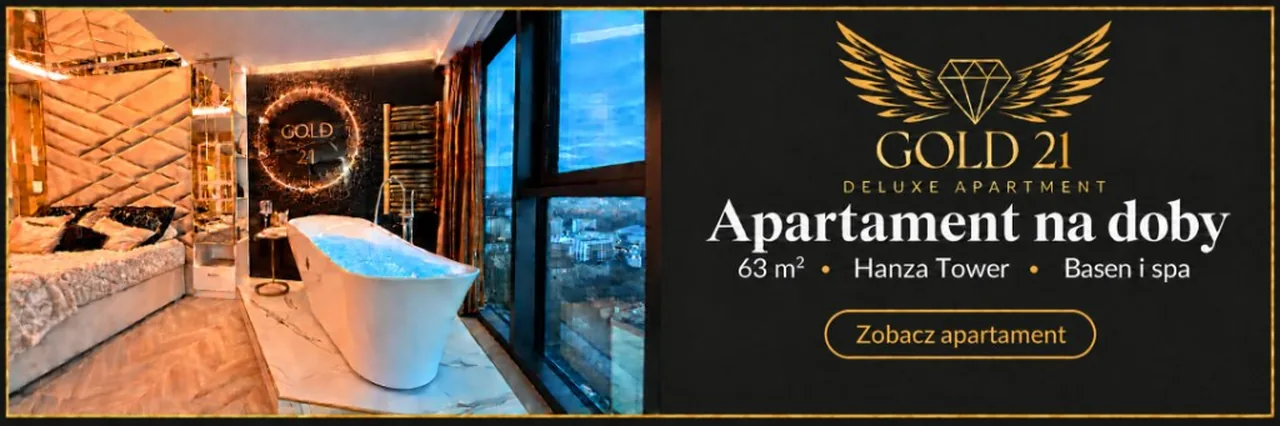 Gold 21 Deluxe Apartment — apartament na doby, Hanza Tower, 63 m², basen i spa. Zobacz apartament.