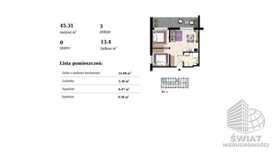 Mieszkanie na sprzedaż, Kołobrzeg Grzybowo, 3 pokoje, 45 m² — NYC21426, zdjęcie 3