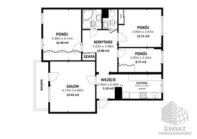 Mieszkanie na sprzedaż, Szczecin Pogodno, 4 pokoje, 78 m² — BON49915, zdjęcie 2