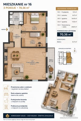 Mieszkanie na sprzedaż, Szczecin Pogodno, 3 pokoje, 70 m² — ELT34612, zdjęcie 4