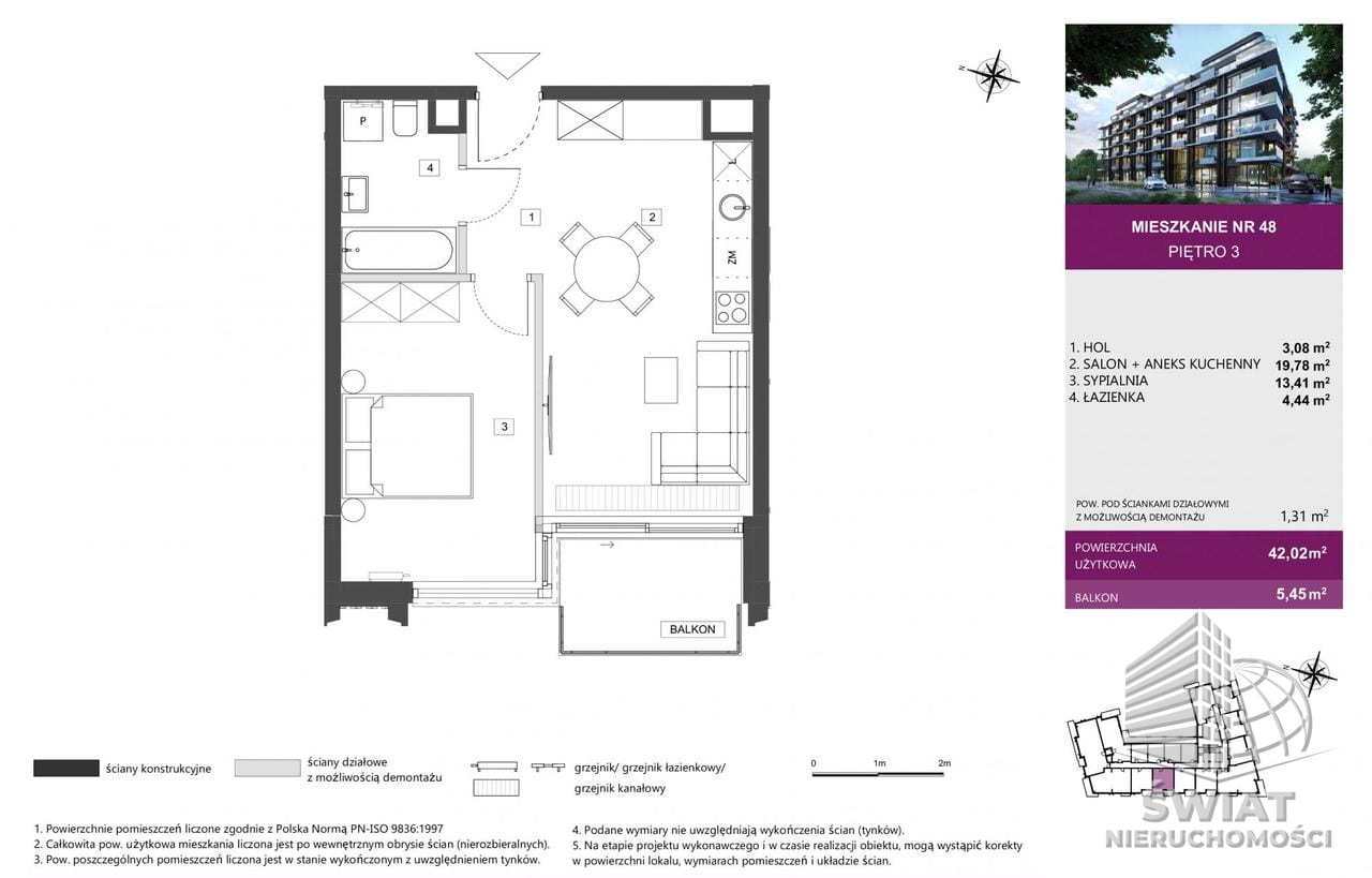 Mieszkanie na sprzedaż, Szczecin Śródmieście, 2 pokoje, 42 m² — SWN29484, zdjęcie 1