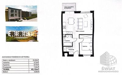 Mieszkanie na sprzedaż, Szczecin Warszewo, 2 pokoje, 45 m² — ARK26441, zdjęcie 5